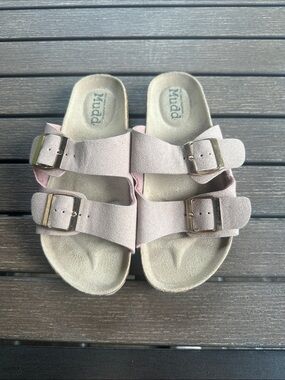 Mudd Women's Double Buckle Slide Sandals in Light Pink